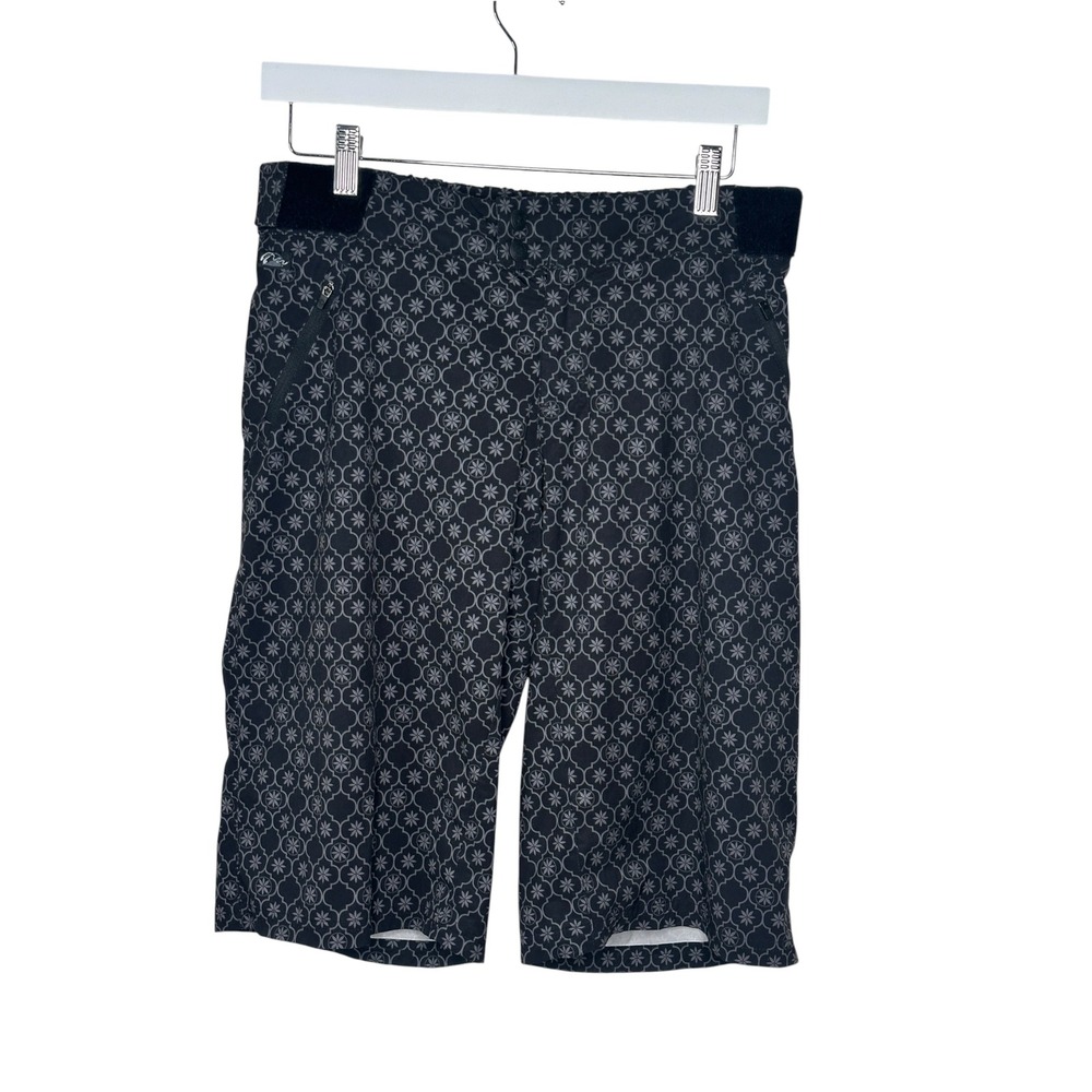 Zoic Mountain Bike Shorts Medium Black Gray Geometric Floral MTB Cycling Trail